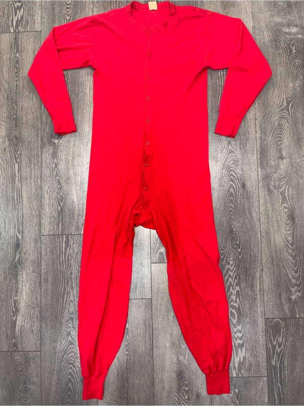 Vintage JCPenny Men’s Long Johns Butt Flap One-Piece Pajamas Button Thermals 80s